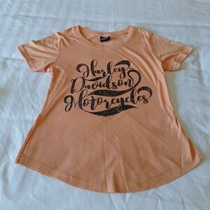 Harley-Davidson Graphic Print Peach Colored Biker T-Shirt Women's Small